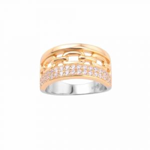 Bague Argent Doré Sissi Zirconium Blanc - Neuf