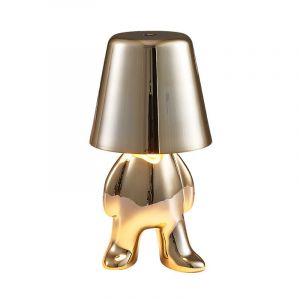 Lampe de table rechargeable en résine dorée Thinker pour chambre à coucher - Neuf