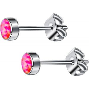 Kal-G23 Titane Opale Boucles D'oreilles Pour Femmes Filles Hypoallerg&eacute;nique Birthstone Boucles D'oreilles Sans Nickel Pour Oreilles Sensibles Bijoux De Mode - Neuf