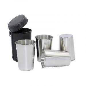 150ml en acier inoxydable 4pcs verre à vin extérieur avec sac de tasse Tasses empilables portables - Neuf