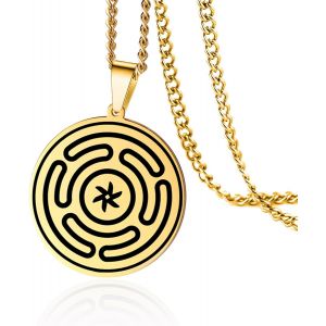 Kal-Collier De La Roue De La D&eacute;esse H&eacute;cate Collier Pendentif Strophalos Collier Symbole H&eacute;cate Collier En Acier Inoxydable Amulette Pa&iuml;enne Wicca Bijoux - Neuf