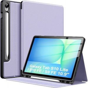 Kwex-Coque Pour Samsung Galaxy Tab S10 Lite / S10 Fe / S9 Fe 10.9 Pouces Avec Porte S Pen, Couverture Multi-Angles Avec Dos En Tpu Souple, Réveil/Veille Automatique,Violet - Neuf
