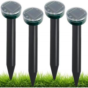 ASFASFq-4 Pièces Taupe Ultrason Solaire Repulsif, Anti Taupe Solaire Vibration et Ultrasons, Répulsif à Taupes à ultrasons, Repousse Les Taupes et Autres Rongeurs pour Le Jardin et Les Pelouses - Neuf