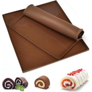 JEXNOVASHOP-2PCS Tapis de Cuisson Silicone Suisse Plaque de G&acirc;teau Antiadh&eacute;sif Plateau &agrave; Rouler pour Biscuits Pizza Pain Mousse (30.5 * 25.8 * 1cm) - Neuf