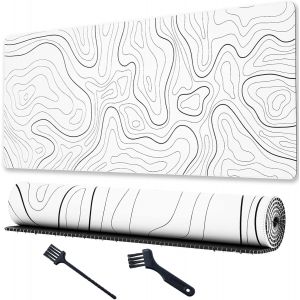 KALANKA-Grand Tapis de Souris de Jeu, Cartes Topographiques avec Bords Cousus, Tapis de Souris de Jeu, &eacute;L&eacute;Gant avec sous-Couche Antid&eacute;rapante (Blanc, 80 * 30) - Neuf