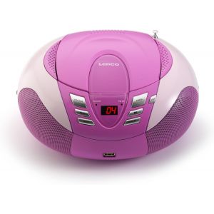 VornixorSarlshop-SCD-37 Radio AM/FM Portable avec Lecteur CD/mp3/wma Port USB Rose - Neuf