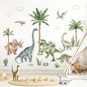 ERYI-Stickers Muraux Grand Dinosaure Xxl Autocollants Muraux Mural Stickers Animaux Dino Palmier Pour Chambre Bébé Garçon Salle De Jeux Bébé Pépinière (164 * 83Cm) - Neuf