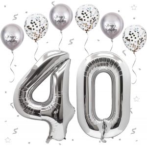 Ballon Anniversaire 40 Ans Argenté,101 CM Ballon Chiffre 40,Happy Birthday Decoration Ballons 40 Anniversaire Ballon,Décoration Ballon Numéro pour 40-Vole à l'Hélium - Neuf