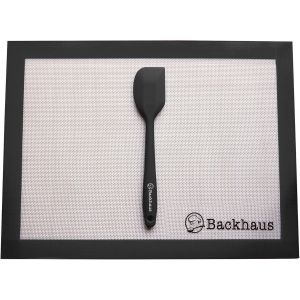 AYUHR-FlexBake Tapis de Cuisson Anti-adhérent en Silicone Premium, Feuille à Pâtisserie 100% sans BPA & Spatule Maryse Offerte | Garantie 5 Ans | 40x30cm - Noir - Neuf