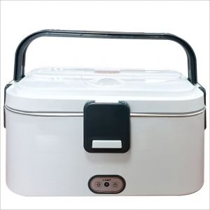 Boîte À Lunch Chauffante 60 W 1,8 L 12 V/24 V/220 V Avec Cuillère Et Deux Compartiments, Boîte À Lunch Chauffante 3 En 1 En Acier Inoxydable (Blanche) - Neuf