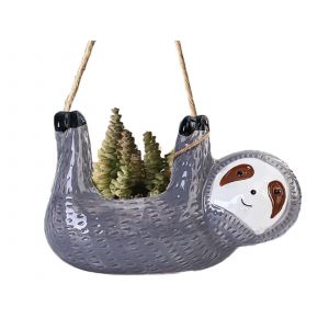 Pot Suspendu Paresseux En C&eacute;ramique Pour Plantes Succulentes, D&eacute;coration De Jardin, Gris, 22 Cm - Neuf