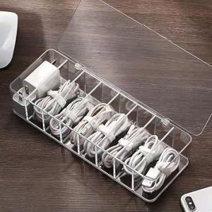 Boîte De Rangement Compartiment Avec 10 Clips En Métal, Accessoires Électroniques De Cas Pour Un Tiroir De Bureau, Câble De Données De L'organisateur De La Boîte Pour La Maison - Neuf