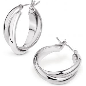 Meimie-Boucles D'oreilles Créoles Torsadées Épaisses Avec Tige En Argent Sterling 925 Pour Femme|Grosses Boucles D'oreilles,Légères,Tendance Femme - Neuf