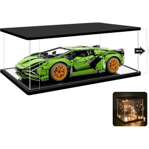 Nonemey Vitrine Pour Collection Et Salon En Acrylique Avec Led T&eacute;l&eacute;command&eacute;e &iquest; Bo&icirc;te Vitrine Anti-Poussi&egrave;re Pour 400% Pop Mart,Labubu,Figurines,Mod&egrave;les(Noir, 25x25x35 Cm) - Neuf