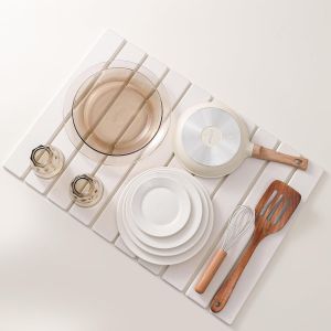 Jexnovashop-Tapis Egouttoir Vaisselle En Diatomite, Tapis Vaisselle Egouttoir Antid&eacute;rapant, Tapis Absorbant Vaisselle Cuisine, Tapis De S&eacute;chage Vaisselle Absorbant &Eacute;vier De Cuisine (Blanc, 60 X 40 Cm - Neuf