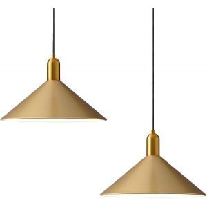 Subzonal-Lampe Suspendue Minimaliste Moderne 35 Cm Hauteur R&eacute;glable Douille E27 Suspension M&eacute;tallique Pour &Icirc;lot De Cuisine Salle &Agrave; Manger Chambre Bar Caf&eacute; (Or-2 Pi&egrave;ces) - Neuf