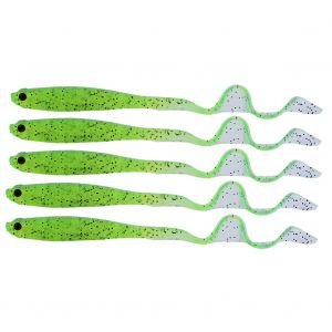 Lot De 5 Leurres De Peche Souples Verts De 13 Cm Pour Bar, Tete De Serpent (Vert) - Neuf