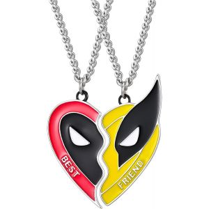 Collier D'amitié Pour 2,Dead-Pool Wolverine Collier Avec Pendentif Plaque D'identité Pour Chien Rouge Et Jaune,Bff Collier Pour Femme Fille - Neuf