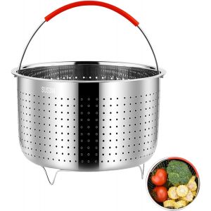 Jexnovashop-Panier Vapeur, Cuit-Vapeur En Acier Inoxydable 304, Od 21,6cm, Petit Cuit-Vapeur, Cuit-Vapeur En Acier Inoxydable Avec Poign&eacute;e En Silicone Pour Cuire Les L&eacute;gumes, Casseroles, 6l - Neuf