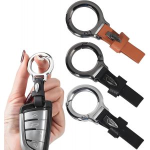 CAUC-Lot de 3 porte-cl&eacute;s en cuir noir - Porte-cl&eacute;s court avec &eacute;tui pour cl&eacute;s - Universel pour hommes et femmes - Id&eacute;al pour voitures, motos, d&eacute;corations - Neuf