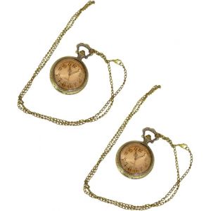2 Pièces Montre De Poche Ice Watch Retro Montre Numérique Montre Gousset Montre Automatique Collier Chaîne Montre Homme Collier Homme Montre Suspendue Montre Vintage Alliage Golden - Neuf