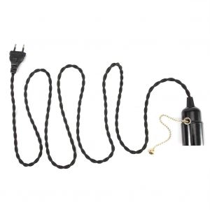 HJLIAN Plafonnier suspendu style retro avec prise E27 UE 85-265 V, interrupteur a tirette - Neuf