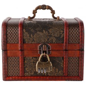 Boite De Rangement Retro En Bois Pour Bijoux, Bagues, Colliers, Avec Serrure A Code (Grande Taille) - Neuf