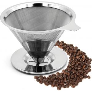 4.5"" Permanent Filtre à Café (600 Mesh), en Acier Inoxydable Réutilisable Filtres à Café, Portable de Café porte-Filtre, sans papier de Café porte-Filtre avec Double Maille, 1-6 Tasse de Café Filtre - Neuf