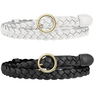 Pièces De Bretelles Fines Tissées Rétro Pour Femmes (Blanc + Noir), Bretelles Tissées À Boutons Japonais Circulaires En Cuir Pu Serré, Utilisées Pour Les Robes En Jean - Neuf