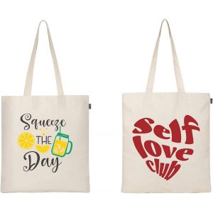 SJZG-Ecoright Sacs Fourre-Tout Pour Femme, Sac D'Épicerie Tendance Et Réutilisable, Sac Fourre-Tout En Coton Pour L'École, Un Usage Quotidien, Le Shopping Et La Plage - Neuf