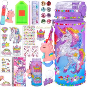 JEXNOVASHOP-Licorne Gourde Fille DIY 600ml &agrave; Personnaliser avec Kit de Loisir Cr&eacute;atif, Diamond Painting Jeux Enfant 2-6 Ans, Cadeau Cr&eacute;atif - Neuf