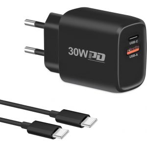 30w Usb C Chargeur Avec 2m Câble Type C, 2 Port Rapide Chargeur Secteur Adaptateur Pour Google Pixel 9pro Xl/9pro/9/8a/8pro/8/7/6/9 Pro Fold/Watch, Iphone 15 Pro Max, Samsung Galaxy S24 Ultra - Neuf