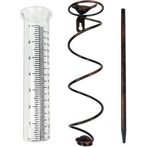 Pluviomètre décoratif,tube en verre métallique en spirale avec figurine d'oiseau,étanche à l'eau et à la poussière - Neuf