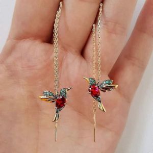 Colibri Threader Boucles D'oreilles Strass Cha&icirc;ne Tassel Boucle D'oreille Dames Earchain Bijoux Fashion Long Earrings Pendant Femmes Filles Valentine Birthda - Neuf