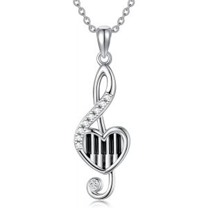 Asas-Collier De Notes De Musique En Argent Sterling 925 Avec Pendentif Clé De Sol Et Clavier De Piano Bijoux Cadeaux Pour Femmes Adolescentes Filles - Neuf