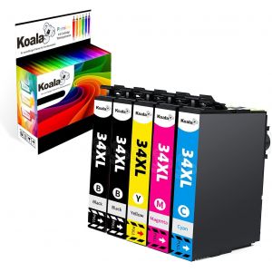 ERYI-34Xl Cartouche D¿Encre Compatible Pour Epson 34 Xl 34Xl Multipack Replacement Pour Epson Workforce Pro Wf-3720Dwf Wf-3725Dwf Wf-3720 Wf-3725 (2 Noir, 1 Cyan, 1 Magenta, 1 Jaune) - Neuf