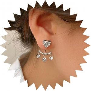 Kal-Boho Perle Cz Oreille Veste Boucles D'oreilles Larme Cristal Boucles D'oreilles Cz Perle Avant Arrière Boucles D'oreilles Bijoux Pour Les Femmes - Neuf