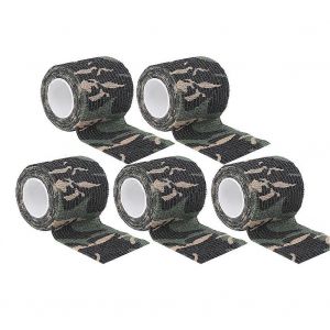 (Ensemble De 5 Pi&egrave;ces) Selfadhesive Nonwoven Outdoor Strench Tape Hunting Camouflage Tapes(Camouflage Des Bois ) - Neuf
