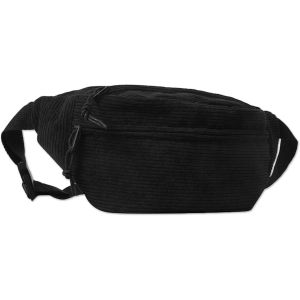 RFCBC-Sac Banane Femme en Velours Côtelé (Noir) - Neuf