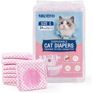 Lot De 24 Couches Pour Chiens Femelles,Couches Pour Chats Super Absorbantes Avec Trous En Mousse Réglables,Pantalons De Couches Jetables Pour Chiens Femelles En Chaleur (S,Rose) - Neuf