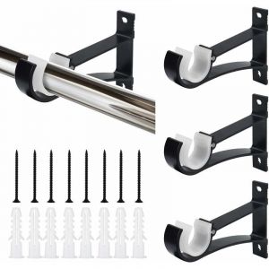 Lot de 4 supports de tringle à rideau en alliage d'aluminium 118 cm, antirouille, avec vis et tube d'extension, pour salon, bureau, bureau, chambre à coucher - Neuf
