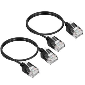 KAL-Câble Ultra Slim Ethernet Rj45 Cat6A 3M Lot De 2, Câble Fin Lan Réseau Utp Cat6 Haut Débit 10Gbps 550Mhz, Câble De Raccordement Cat 6 Pour Routeur, Modem, Xbox, Ordinateur Portable (2 Pièces) - Neuf