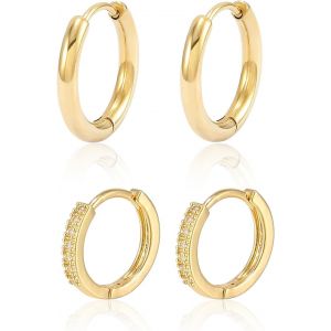 Chenquansarl-Cr&eacute;oles En Or Pour Femmes, Ensembles De Boucles D'oreilles En Or 14 Carats Tendance Pour Plusieurs Piercings, Bijoux &Eacute;l&eacute;gants - Neuf