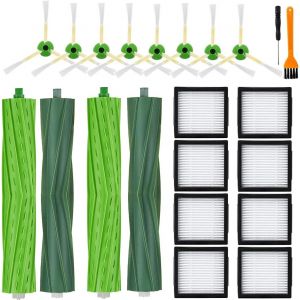 Accessoires Pour Irobot Roomba I7 I7+ I3 I3+ I4 I4+ I6 I6+ I8 I8+ J7 E5 E6 E7, Pieces De Remplacement Pour Irobot E/I/J Série, 4 Brosses En Caoutchouc, 8 Filtres, 8 Brosses Latéral[POU8807221] - Neuf