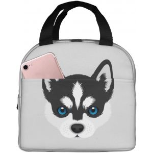 TZF-Sac à déjeuner isotherme réutilisable avec motif chien husky et chiot - Boîte à déjeuner portable étanche pour pique-nique, bureau, travail - Neuf