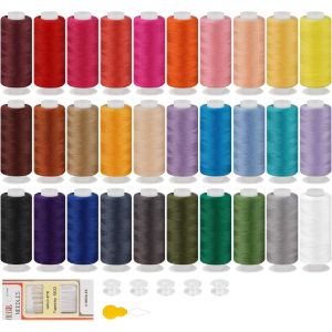 Chenquansarl-Lot De 46 Fils &Agrave; Coudre, 600 Yards, 30 Couleurs, En Polyester, Polyvalent, Pour Machine &Agrave; Coudre, Couture &Agrave; La Main, Quilting &Agrave; La Main - Neuf