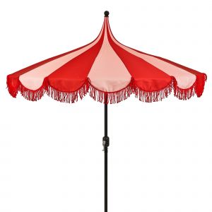 Mica Decorations Kim Parasol Ray&eacute; Avec Sac De Transport - Protection Solaire 238 X &Oslash;235 Cm - Parasol Plage Jardin Ou Balcon - Polyester, Acier - Rouge - Neuf