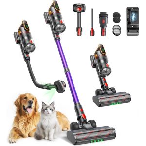 VornixorSarlshop50kPa/600W Aspirateur Balai sans Fil, 65Min Aspirateur sans Fil Puissant avec Brosse pour Animaux Tuyau Recharge Murale Mode Automatique Parfum&eacute; pour Poils d&iquest;Animaux Tapis Sols Durs e - Neuf