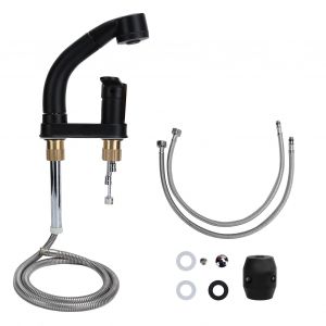 HJLIAN Robinet de cuisine G1/2 pour eau froide et chaude, mitigeur d'evier rotatif avec douchette extractible - Neuf