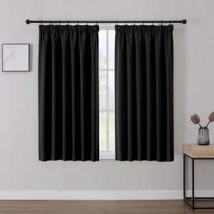 Eryi-Rideau Occultant Et Thermique Isolant Avec Galon Fronceur, Noir 2 Pièces L117 X H137 Cm, Decoration Pour Fenetre Salon Chambre Et Bruit - Neuf